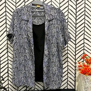 Notations, Blues and Black Button-Up SS Faux Built In Tank, Sz. M